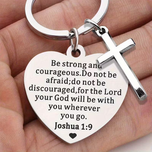 Hart Sleutelhanger met Kruis – Goudkleurige Christelijke Sleutelhanger | Symbool van Liefde &amp; Geloof