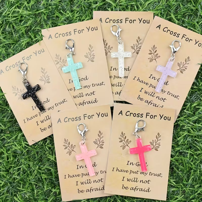 Kruis Sleutelhanger met Kaartje – “A Cross For You” | Christelijk Cadeau met Bemoedigende Tekst