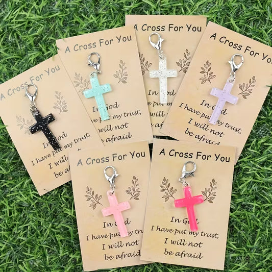 Kruis Sleutelhanger met Kaartje – “A Cross For You” | Christelijk Cadeau met Bemoedigende Tekst