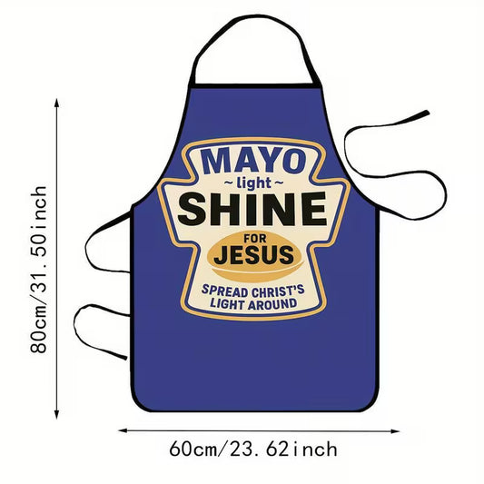 Christelijk Keukenschort “Mayo” – Humoristisch Schort met Bijbelse Twist | Geloof met een Glimlach in de Keuken