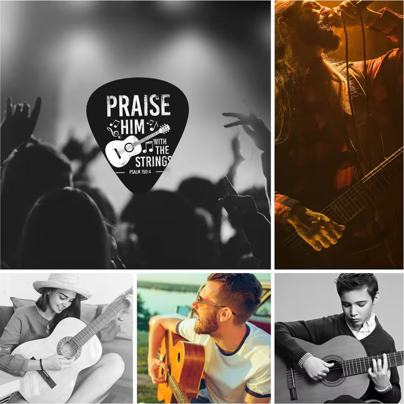 Christelijke Gitaar Plectrum Set (4 Stuks) – Inspirerende Gitaar Picks met Geloofsteksten