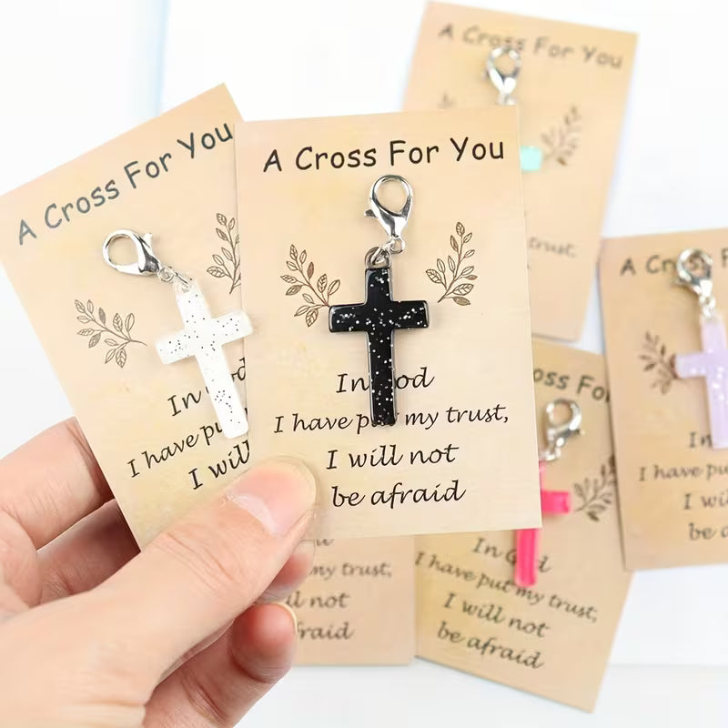 Kruis Sleutelhanger met Kaartje – “A Cross For You” | Christelijk Cadeau met Bemoedigende Tekst