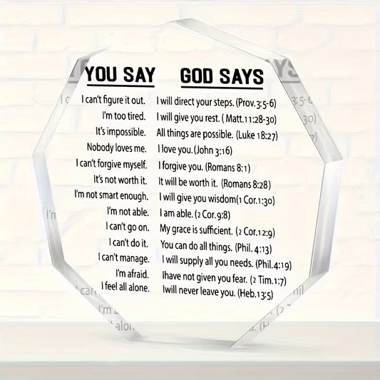 Christelijke Acryl Plaat met Tekst – “God Says You Are…” | Inspirerende Decoratie voor Thuis