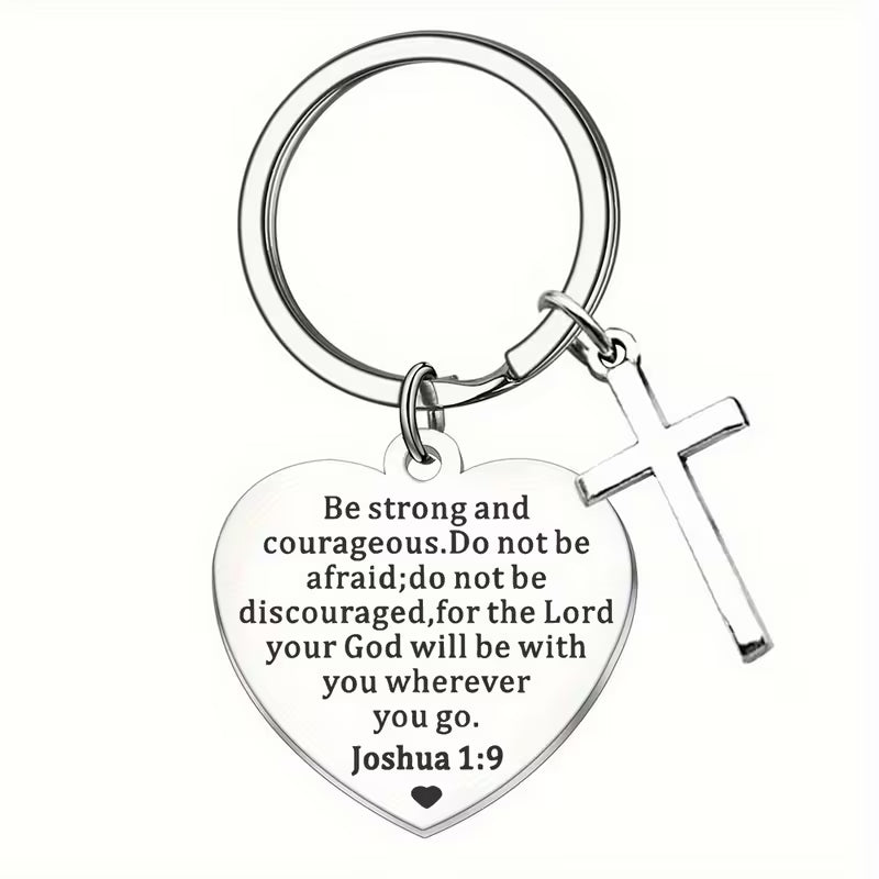 Hart Sleutelhanger met Kruis – Goudkleurige Christelijke Sleutelhanger | Symbool van Liefde &amp; Geloof