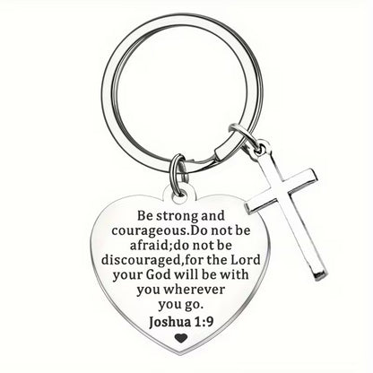 Hart Sleutelhanger met Kruis – Goudkleurige Christelijke Sleutelhanger | Symbool van Liefde &amp; Geloof