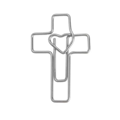 Kruis Paperclips (Set van 5) – Verkrijgbaar in Wit, Zilver en Zwart | Stijlvolle Christelijke Bureau Accessoires