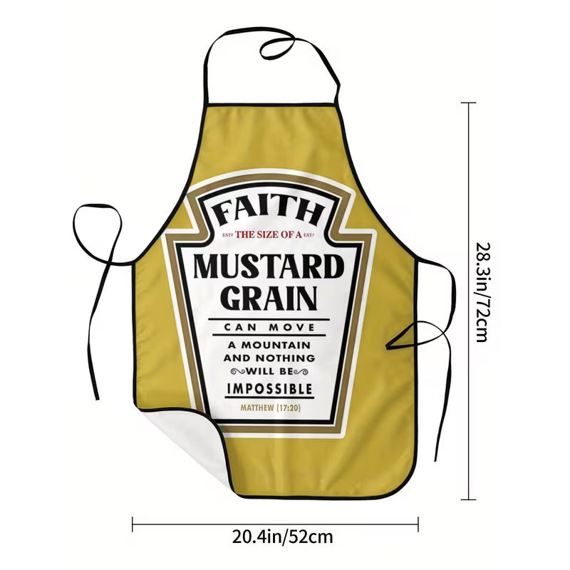 Mosterdzaadje Keukenschort – “Faith as Small as a Mustard Seed” | Christelijk Schort met Betekenis