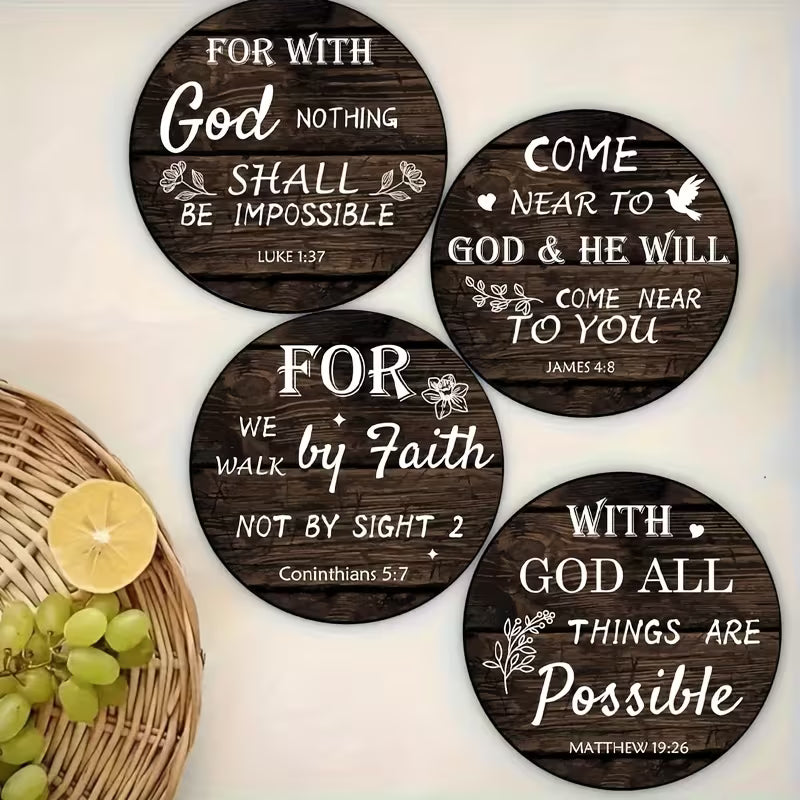 Christelijke Onderzetters (8 Stuks) – Stijlvolle Set met Bijbelse Quotes &amp; Inspirerende Teksten
