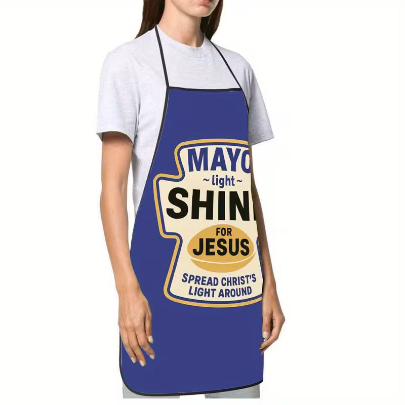 Christelijk Keukenschort “Mayo” – Humoristisch Schort met Bijbelse Twist | Geloof met een Glimlach in de Keuken